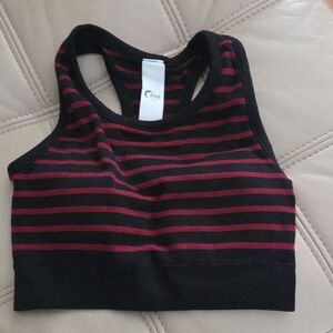 Striped Black and Red Sports Bra